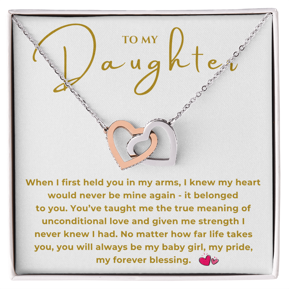 To My Daughter Interlocking Hearts Necklace