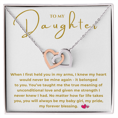 To My Daughter Interlocking Hearts Necklace