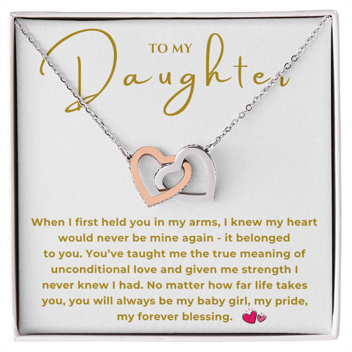 To My Daughter Interlocking Hearts Necklace