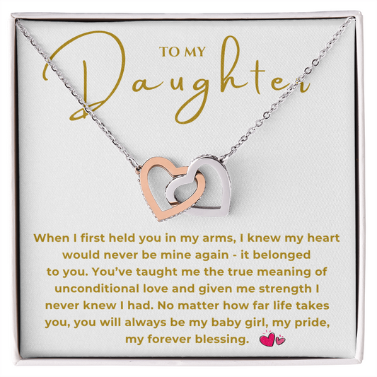 To My Daughter Interlocking Hearts Necklace