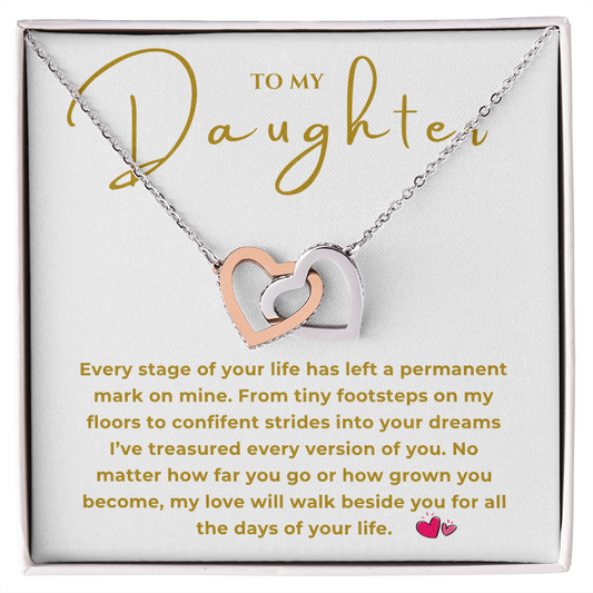 To My Daughter Interlocking Hearts Necklace