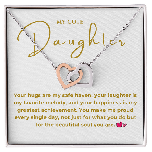 To My Daughter Interlocking Hearts Necklace