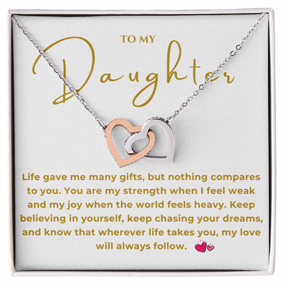 To My Daughter Interlocking Hearts Necklace