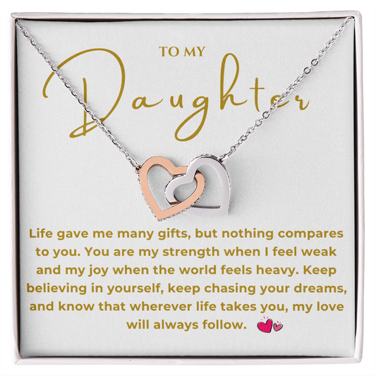 To My Daughter Interlocking Hearts Necklace