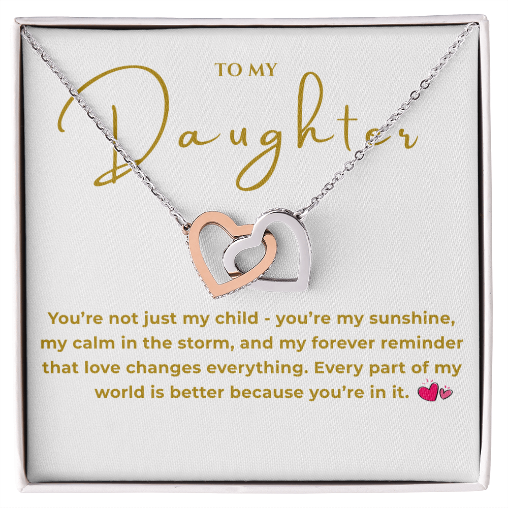 To My Daughter Interlocking Hearts Necklace