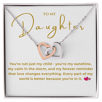 To My Daughter Interlocking Hearts Necklace