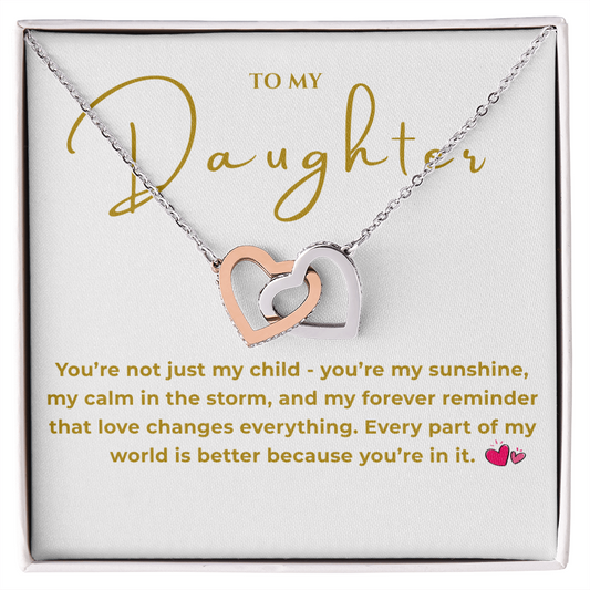To My Daughter Interlocking Hearts Necklace