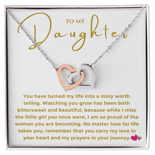 To My Daughter Interlocking Hearts Necklace