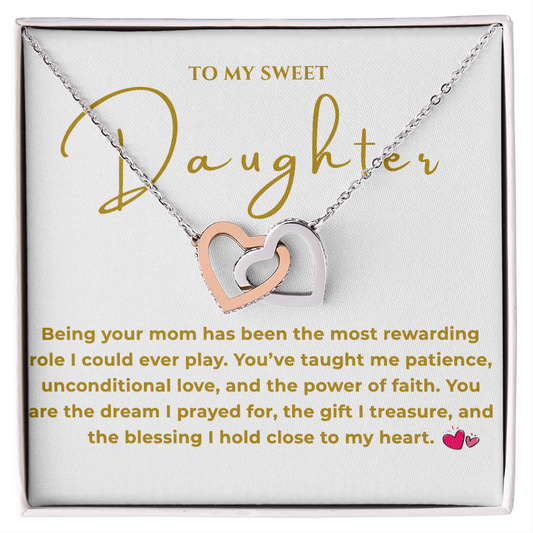 To My Daughter Interlocking Hearts Necklace
