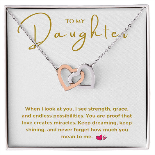 To My Daughter Interlocking Hearts Necklace