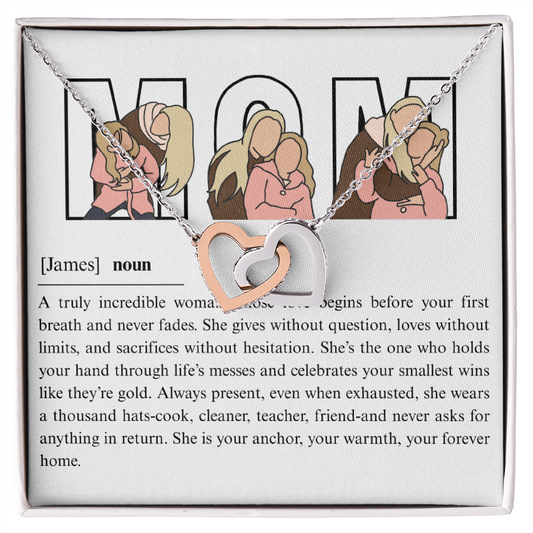 Personalized Mom Interlocking Hearts Necklace