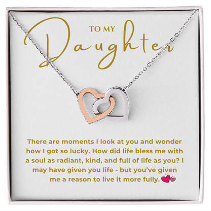 To My Daughter Interlocking Hearts Necklace