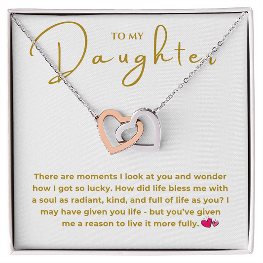 To My Daughter Interlocking Hearts Necklace