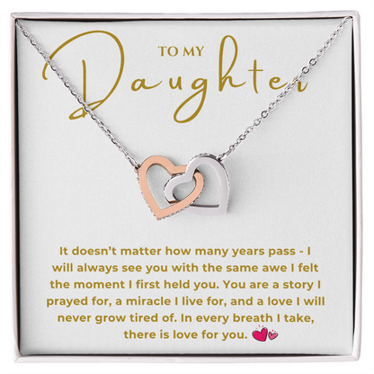 To My Daughter Interlocking Hearts Necklace