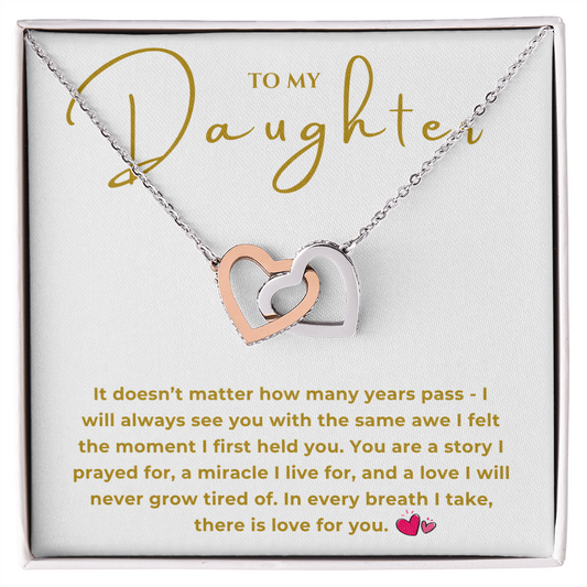 To My Daughter Interlocking Hearts Necklace