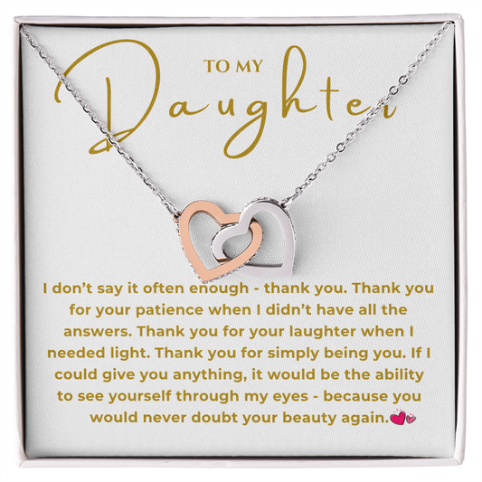 To My Daughter Interlocking Hearts Necklace