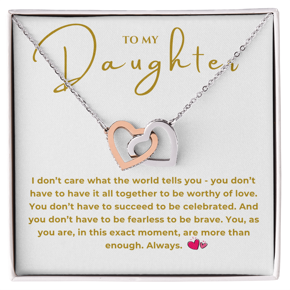 To My Daughter Interlocking Hearts Necklace