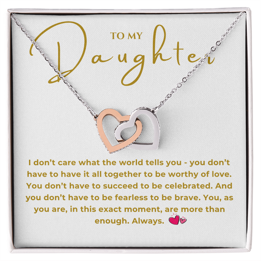 To My Daughter Interlocking Hearts Necklace