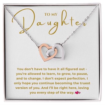 To My Daughter Interlocking Hearts Necklace
