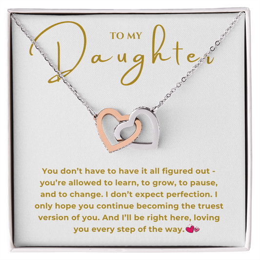 To My Daughter Interlocking Hearts Necklace