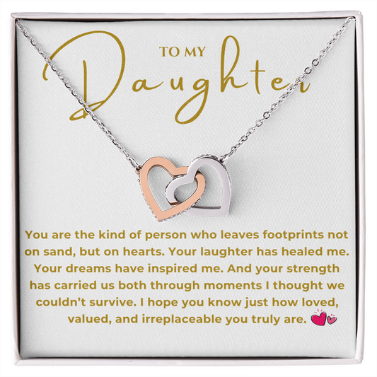 To My Daughter Interlocking Hearts Necklace