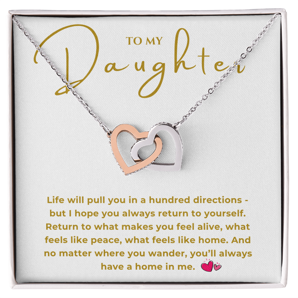 To My Daughter Interlocking Hearts Necklace