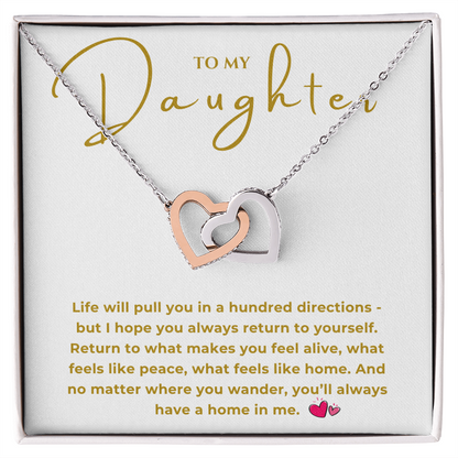 To My Daughter Interlocking Hearts Necklace