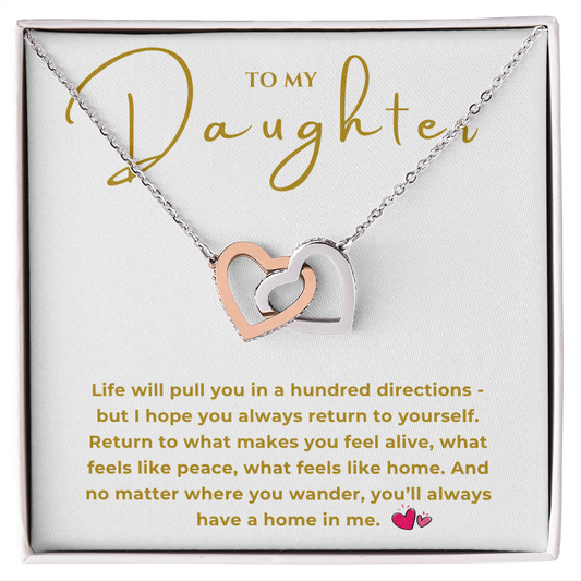 To My Daughter Interlocking Hearts Necklace