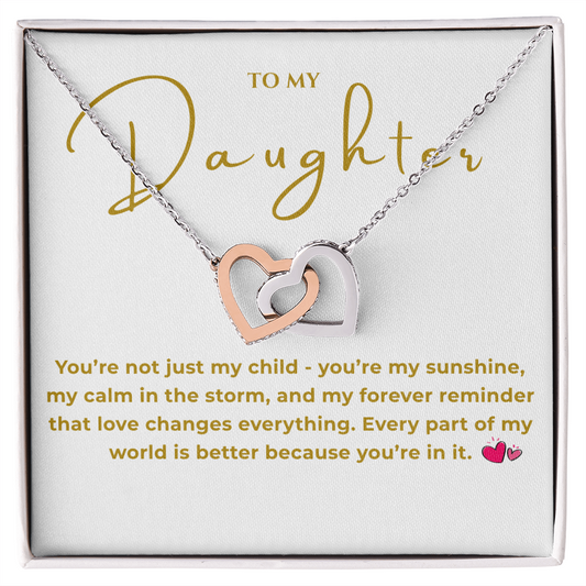 To My Daughter Interlocking Hearts Necklace