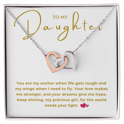 To My Daughter Interlocking Hearts Necklace