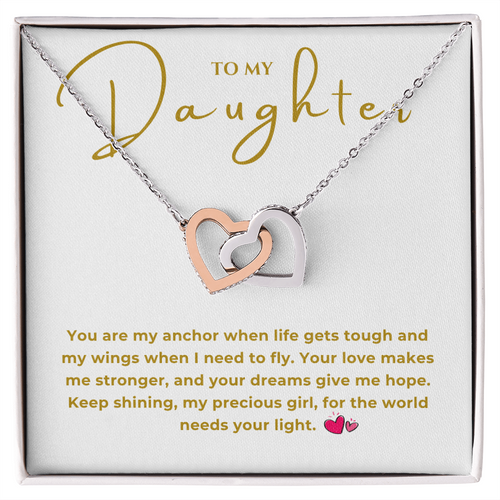 To My Daughter Interlocking Hearts Necklace