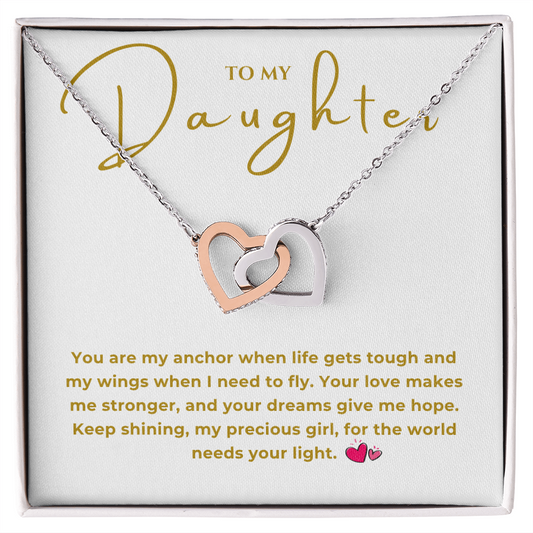 To My Daughter Interlocking Hearts Necklace
