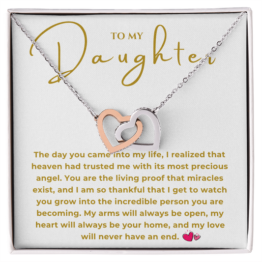To My Daughter Interlocking Hearts Necklace