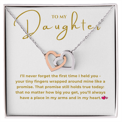 To My Daughter Interlocking Hearts Necklace