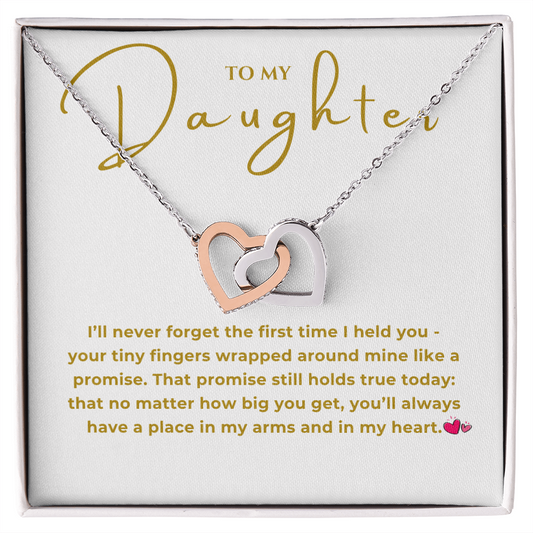 To My Daughter Interlocking Hearts Necklace