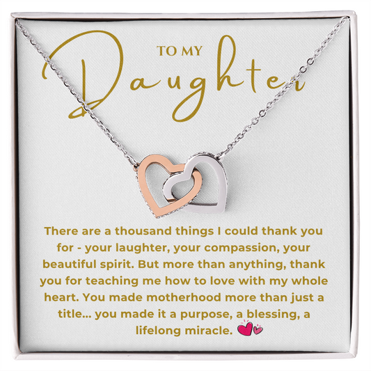 To My Daughter Interlocking Hearts Necklace