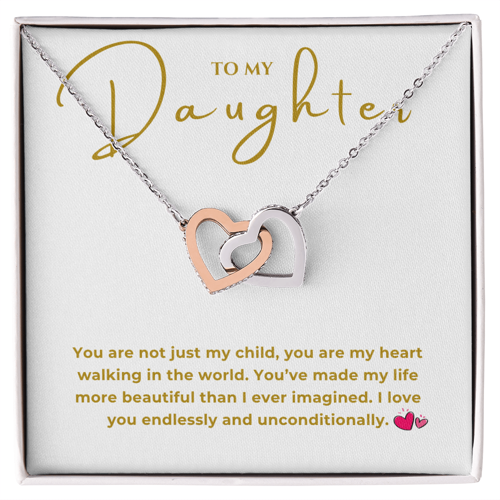 To My Daughter Interlocking Hearts Necklace