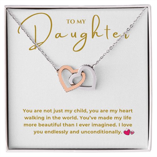 To My Daughter Interlocking Hearts Necklace