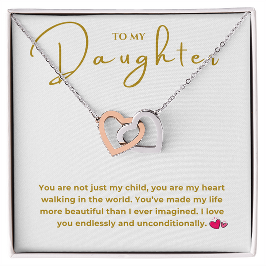 To My Daughter Interlocking Hearts Necklace