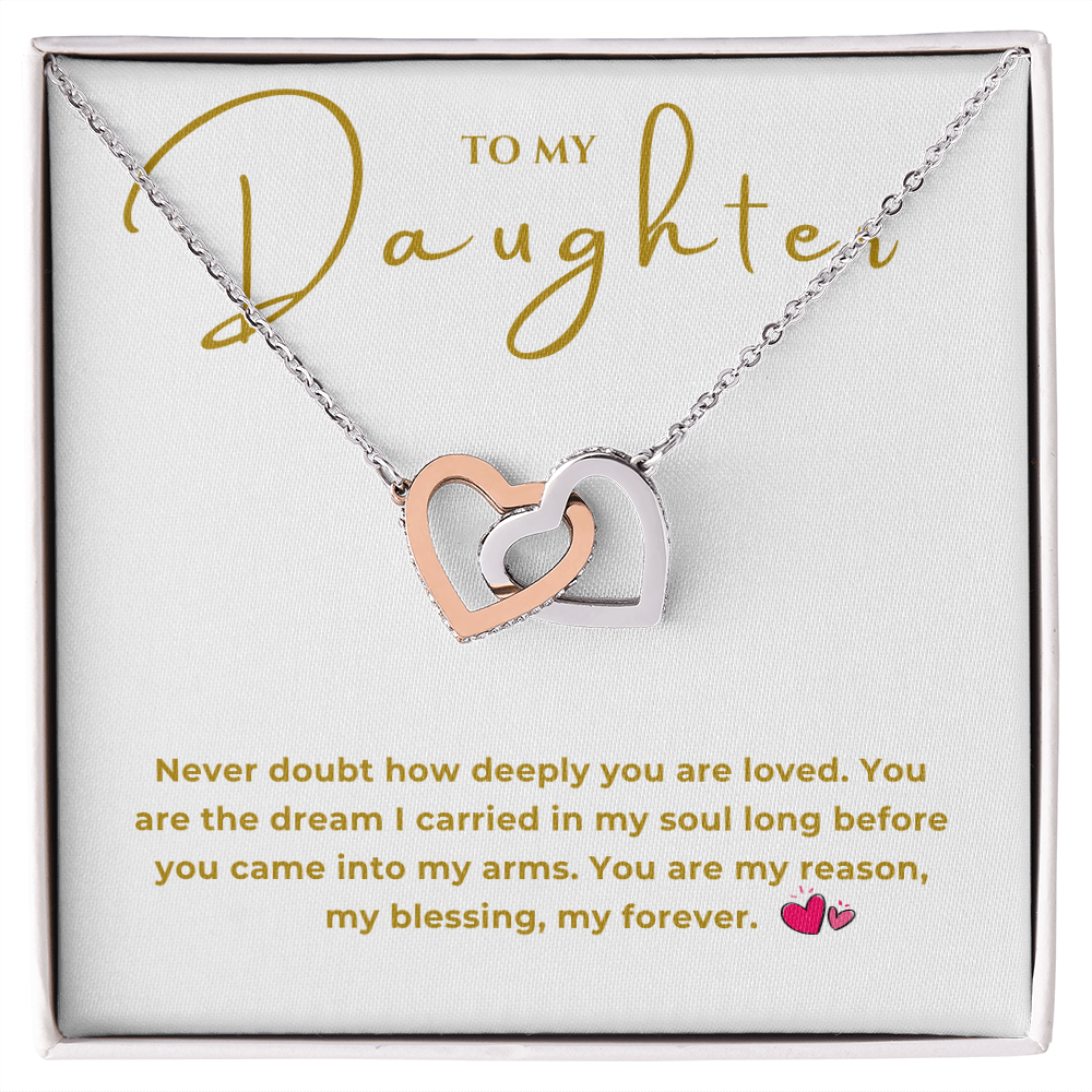To My Daughter Interlocking Hearts Necklace