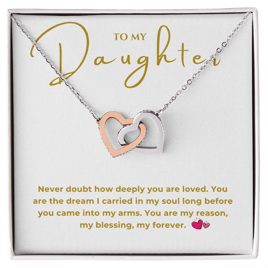 To My Daughter Interlocking Hearts Necklace