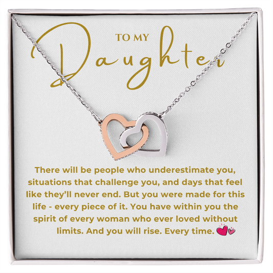To My Daughter Interlocking Hearts Necklace