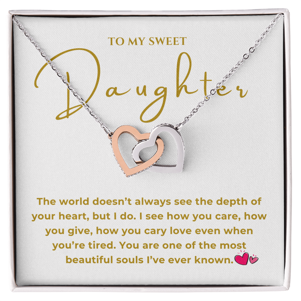 To My Sweet Daughter Interlocking Hearts Necklace