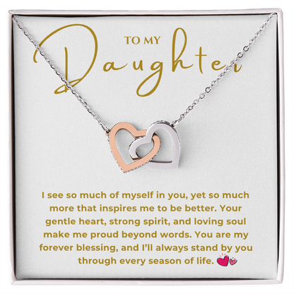 To My Daughter Interlocking Hearts Necklace