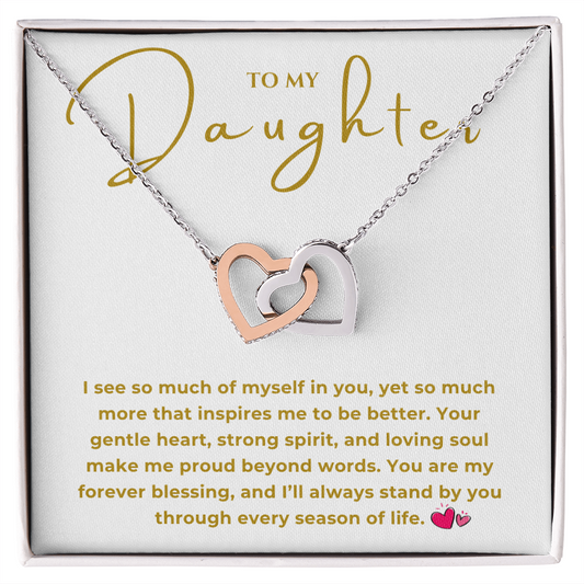 To My Daughter Interlocking Hearts Necklace