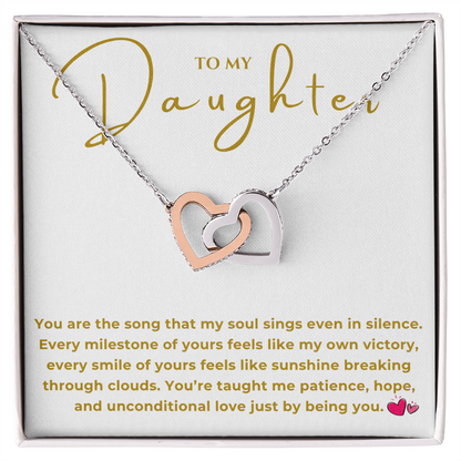 To My Daughter Interlocking Hearts Necklace