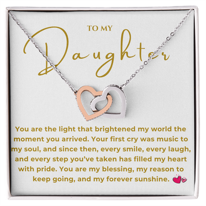 To My Daughter Interlocking Hearts Necklace