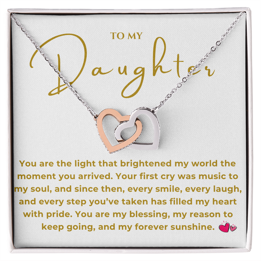 To My Daughter Interlocking Hearts Necklace