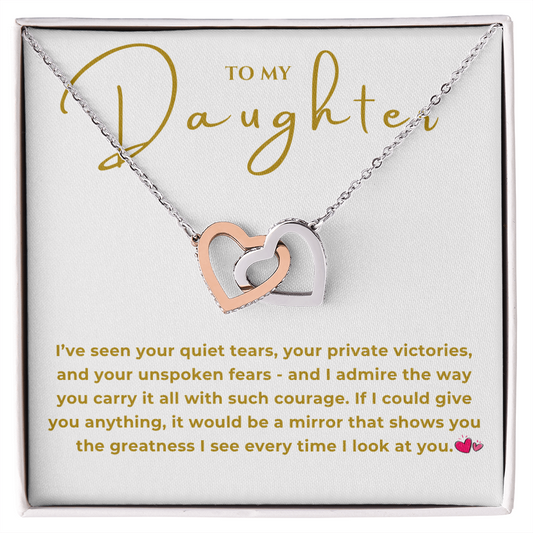 To My Daughter Interlocking Hearts Necklace