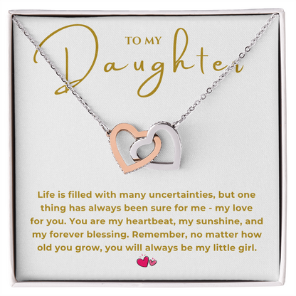 To My Daughter Interlocking Hearts Necklace